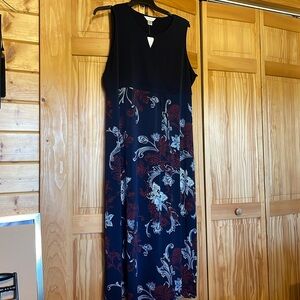 Long navy dress with floral print